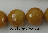 CYJ329 15.5 inches 20mm faceted round yellow jade beads wholesale