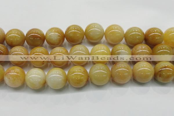 CYJ408 15.5 inches 20mm round yellow jade gemstone beads