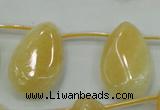 CYJ54 20*30mm top-drilled twisted teardrop yellow jade gemstone beads