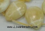 CYJ55 22*30mm top-drilled flat teardrop yellow jade gemstone beads