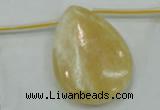 CYJ56 30*40mm top-drilled flat teardrop yellow jade gemstone beads