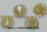 CYJ57 15*15mm top-drilled flat teardrop yellow jade gemstone beads