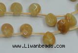 CYJ58 15.5 inches 10*12mm briolette yellow jade gemstone beads