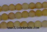 CYJ600 15.5 inches 4mm round matte yellow jade beads wholesale