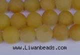 CYJ602 15.5 inches 8mm round matte yellow jade beads wholesale