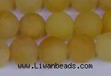 CYJ604 15.5 inches 12mm round matte yellow jade beads wholesale