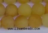 CYJ605 15.5 inches 14mm round matte yellow jade beads wholesale