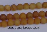 CYJ610 15.5 inches 4mm round matte yellow jade beads wholesale