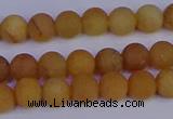 CYJ611 15.5 inches 6mm round matte yellow jade beads wholesale