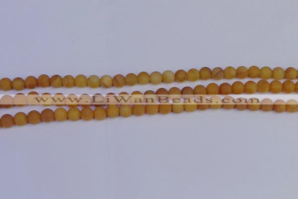 CYJ611 15.5 inches 6mm round matte yellow jade beads wholesale