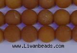 CYJ612 15.5 inches 8mm round matte yellow jade beads wholesale