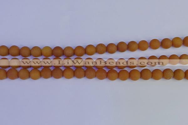 CYJ612 15.5 inches 8mm round matte yellow jade beads wholesale