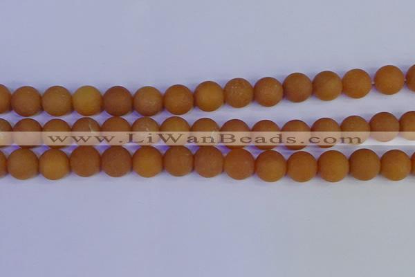 CYJ614 15.5 inches 12mm round matte yellow jade beads wholesale