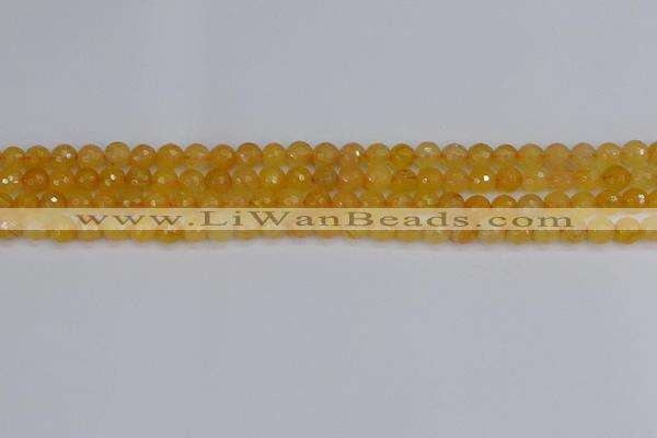 CYJ638 15.5 inches 4mm faceted round yellow jade beads wholesale