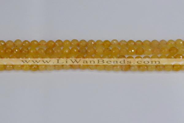 CYJ639 15.5 inches 6mm faceted round yellow jade beads wholesale