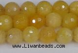 CYJ640 15.5 inches 8mm faceted round yellow jade beads wholesale