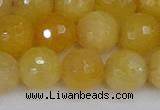 CYJ642 15.5 inches 12mm faceted round yellow jade beads wholesale