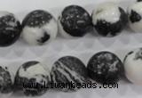 CZJ207 15.5 inches 16mm round black & white zebra jasper beads