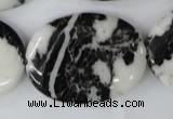 CZJ222 15.5 inches 30*40mm oval black & white zebra jasper beads