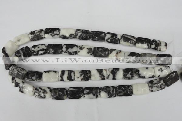 CZJ226 15.5 inches 13*18mm rectangle black & white zebra jasper beads