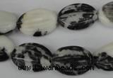 CZJ230 13*18mm carved oval black & white zebra jasper beads