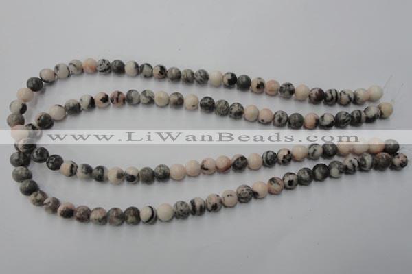 CZJ402 15.5 inches 8mm round pink zebra jasper beads wholesale