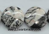 CZJ56 16 inches 25mm flat round zebra jasper gemstone beads wholesale