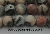 CZJ562 15.5 inches 8mm round matte pink zebra jasper beads