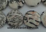 CZJ62 15.5 inches 20mm flat round zebra jasper gemstone beads