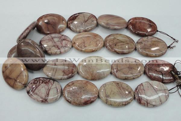 CZJ85 16 inches 30*40mm oval red zebra jasper beads wholesale