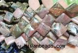 DOBS16 15 inches 15mm diamond black veined rhodonite gemstone beads wholesale