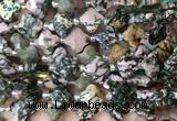 FGBS06 15 inches 12mm faceted Four leaf clover rhodonite beads