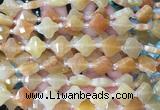 FGBS10 15 inches 12mm faceted Four leaf clover yellow aventurine beads