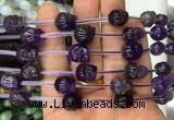 FGBS101 15 inches 10mm carved skull amethyst beads wholesale