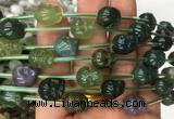 FGBS108 15 inches 10mm carved skull moss agate beads wholesale