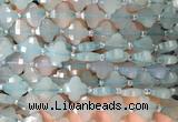 FGBS12 15 inches 12mm faceted Four leaf clover blue chalcedony beads