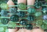 FGBS128 15 inches 12mm carved skull moss agate beads wholesale