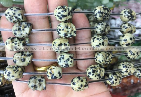 FGBS130 15 inches 12mm carved skull dalmatian jasper beads wholesale