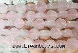 FGBS139 15 inches 14mm carved rose flower rose quartz beads