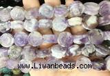 FGBS140 15 inches 14mm carved rose flower amethyst beads