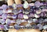 FGBS142 15 inches 14mm carved rose flower dogtooth amethyst beads