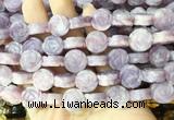 FGBS143 15 inches 14mm carved rose flower lepidolite beads