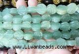 FGBS145 15 inches 14mm carved rose flower green aventurine beads