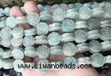 FGBS149 15 inches 14mm carved rose flower amazonite beads