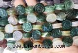 FGBS151 15 inches 14mm carved rose flower indian agate beads