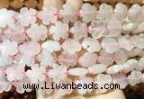 FGBS160 15 inches 15mm carved five petal flower rose quartz beads wholesale