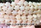 FGBS169 15 inches 15mm carved five petal flower pink aventurine beads wholesale