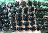 FGBS180 15 inches 15mm carved five petal flower black obsidian beads wholesale