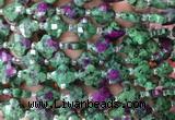 FGBS19 15 inches 12mm faceted Four leaf clover synthetic ruby zoisite beads