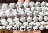 FGBS190 15 inches 15mm carved five petal flower white howlite beads wholesale